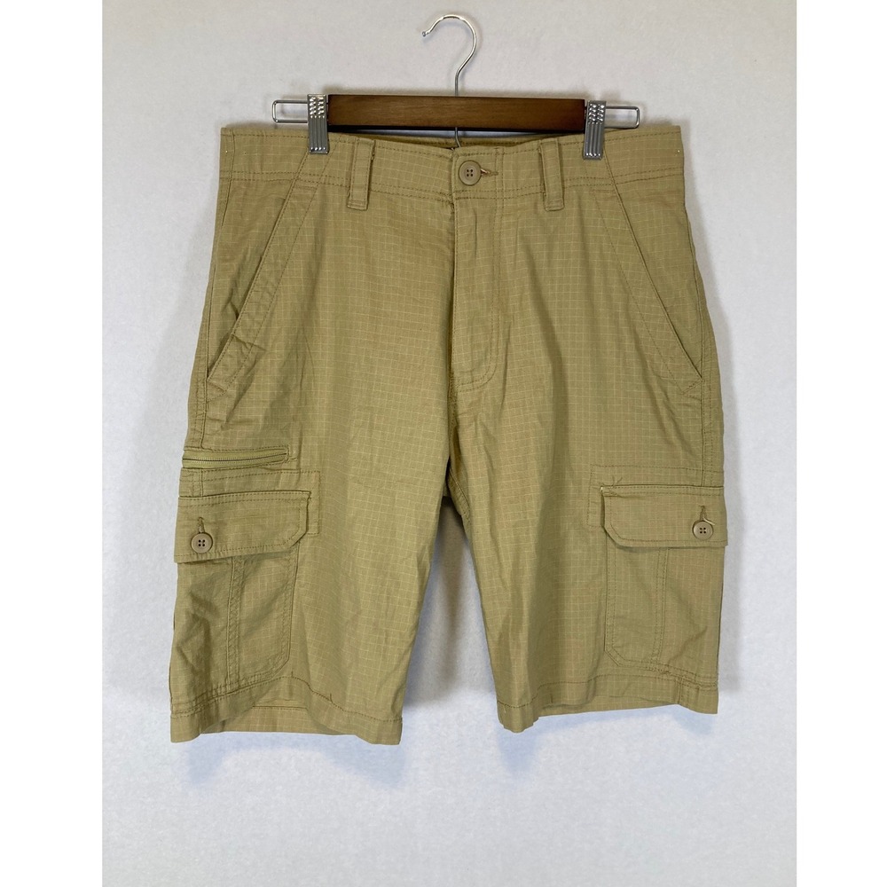 Outdoorsy‎ WearFirst Men 32 Khaki Ripstop Stretch Multi-Pocket Cargo Shorts